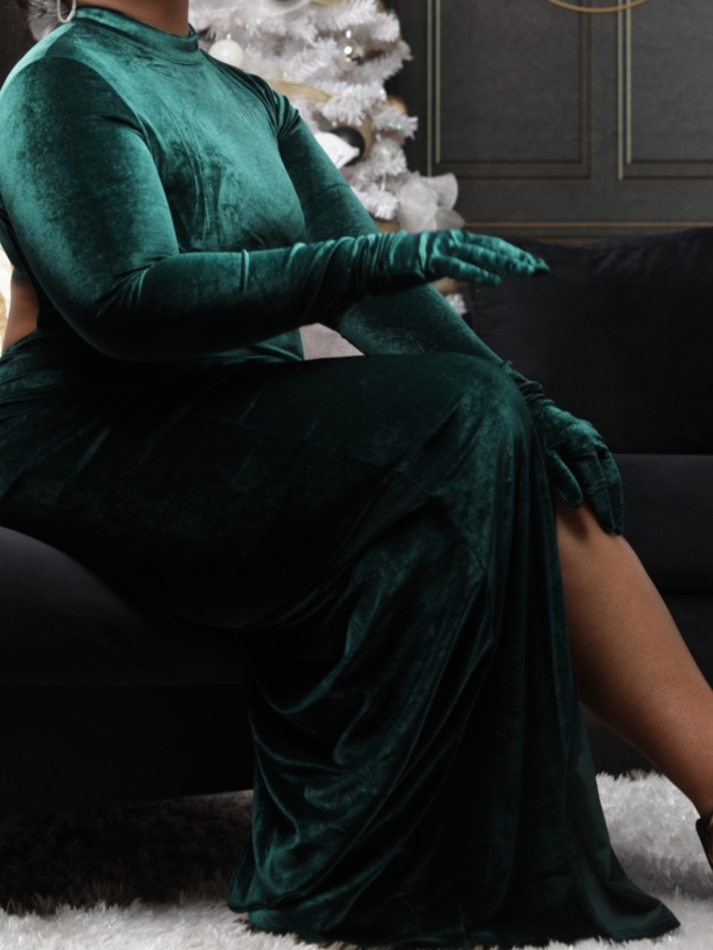 Velvet Holiday Evening Dress in Deep Green - Fashion Nova
